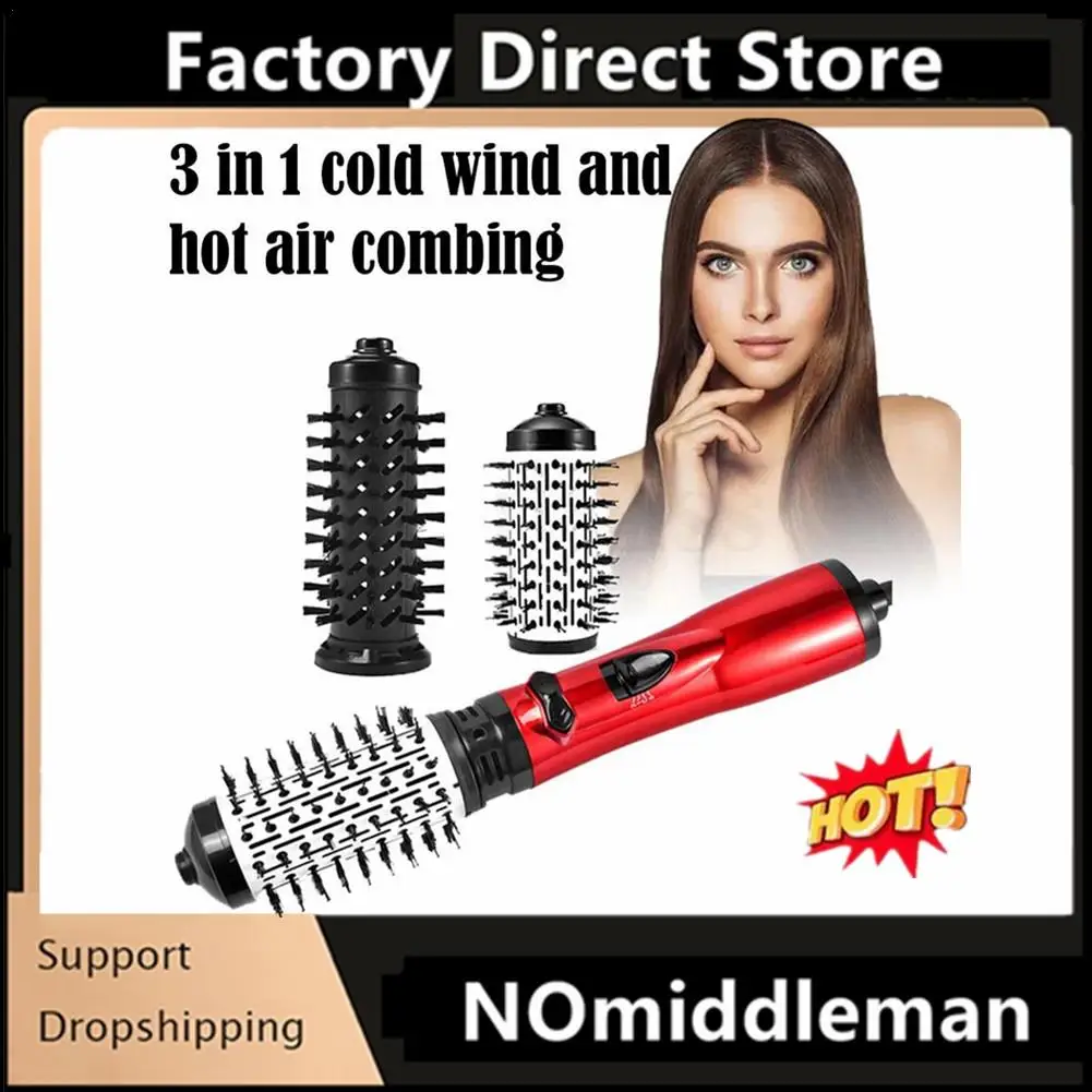 

1PC 3 In 1 Rotating Hair Dryer Electric Comb Hair Straightener Brush Dryer Brush Hot Air Comb Negative Ion Hair Styler Comb