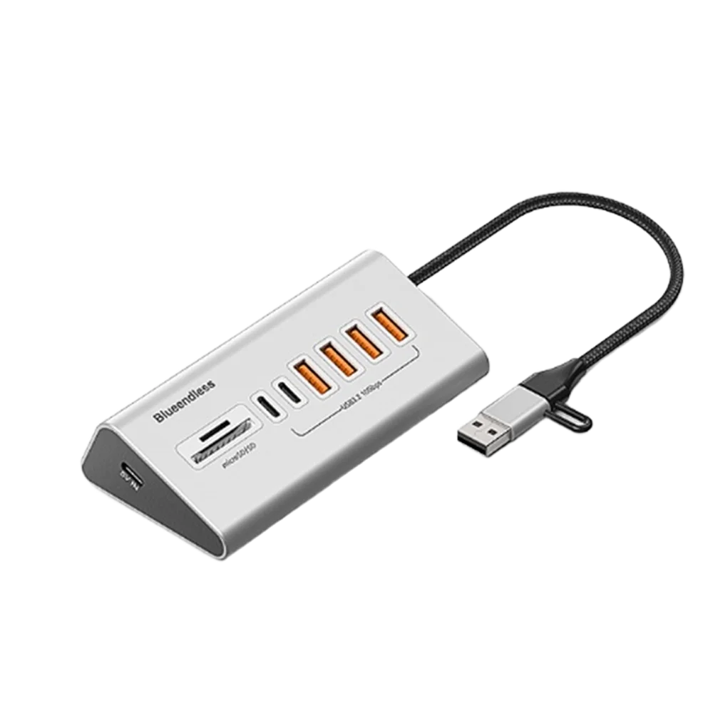 Stacja dokująca USB 3.2 10 Gbps, hub typu C, rozdzielacz, adapter do transferu danych z czytnikiem kart, wielofunkcyjny przełącznik z 7/8 portami do komputera PC i laptopa. — zdjęcie produktu 7