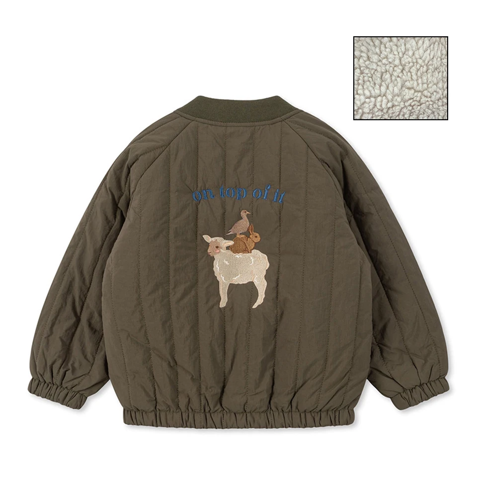 2025 KS Cartoon Zwaargewicht Uitloper Winter Baby Jongens Kinderen Borduren Lamswollen Jas Jassen Meisjes Leuke Pailletten Katoen Fleece Jas