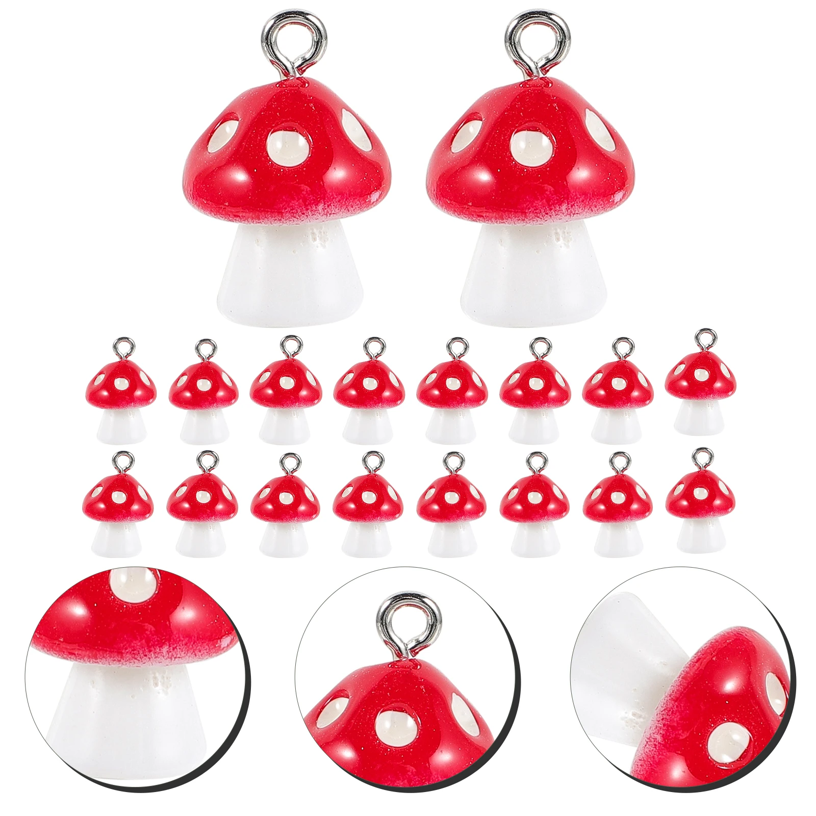 

30 Pcs Red Earrings Mushroom Pendant Mini Charm Mushrooms Mug Necklace Bead Things Travel