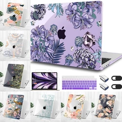 Paarse Bloei Print Case voor MacBook M4 Pro 14 16 inch Air 13 15 A2681 A3113 A2941 M2 Pro 13 inch A2338 A2992 A2991 M3 2023