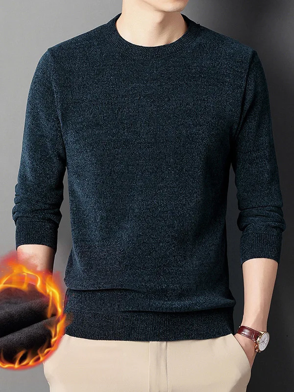 

Теплый вязаный базовый слой на подкладке irt, однотонный зимний свитер для молодых мужчин, повседневный круглый топ Ne Long Sve Top