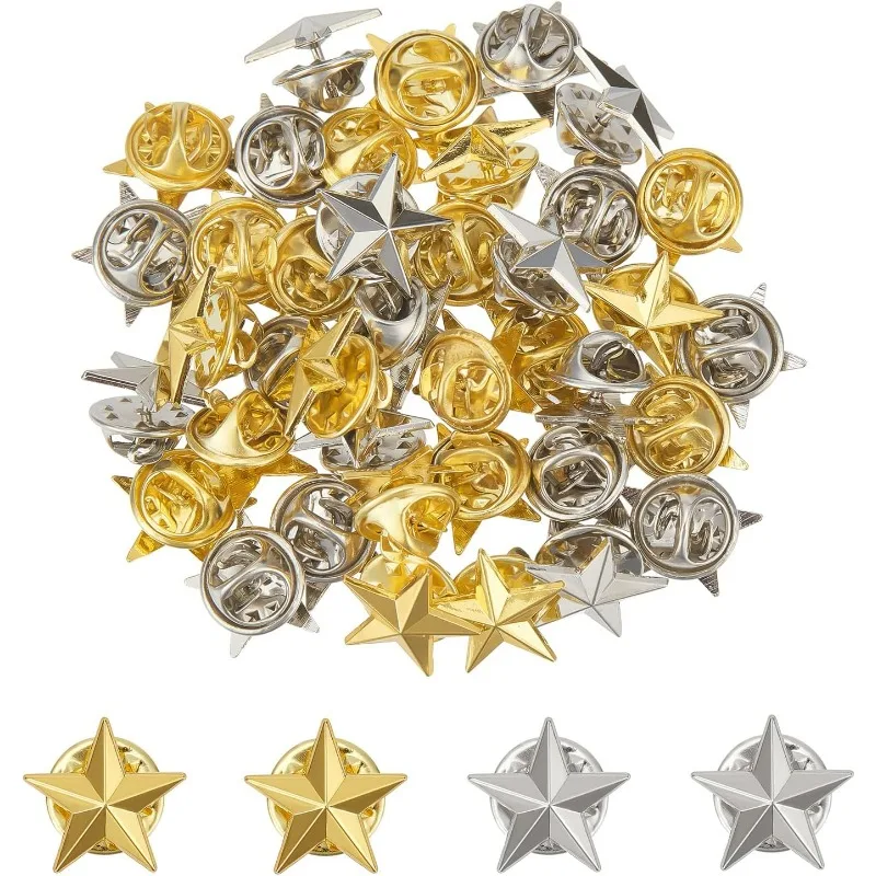 Alloy Star Badge Lapel Pin Alloy Lapel Pin Brooches Badge Military Award Pins July Memorial Day Stars Brooches Star Badges