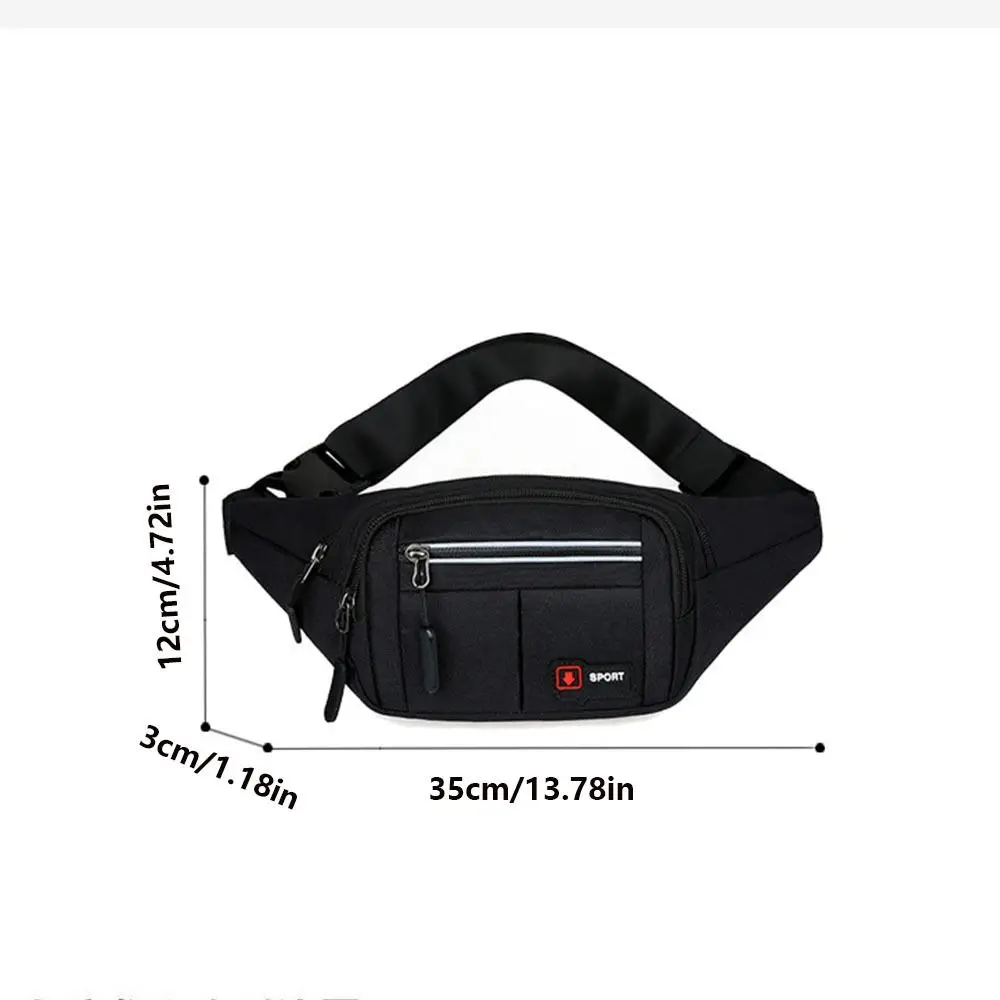 Large Capacity Men's Waist Bag Adjustable Shoulder Strap Lightweight Sports Crossbody Bags With reflective strip Leisure