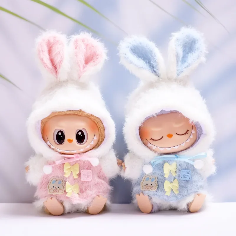 

New Mini Doll'S Clothes Outfit Accessories For Korea Kpop Exo 15-17cm Labubu Cute Rabbit Ear Plush Set Kawaii Clothing Gift