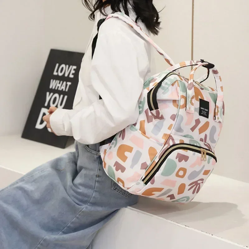 Fashion Print Nappy Backpack Bag Mummy Large Capacity Bag Mom Baby Multi-function Outdoor Travel Diaper Bags for Baby Care Stuff