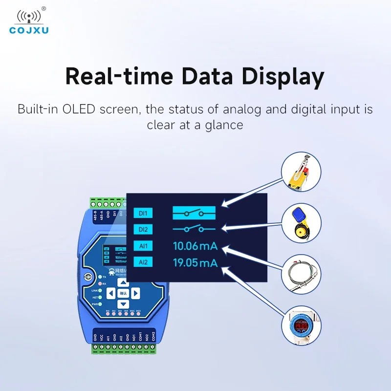 Multi-Channel Analog and Digital Acquisition Control COJXU ME31-AAAX4220 4DI+2AI+2DO RJ45 RS485 Modbus TCP/IP to RTU