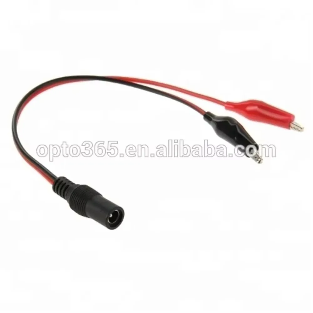 Zwart Rood Alligator Clip naar DC Plug Adapter Kabel 5.5 MM x 2.5 MM Jack Connector voor Oplader Emmer