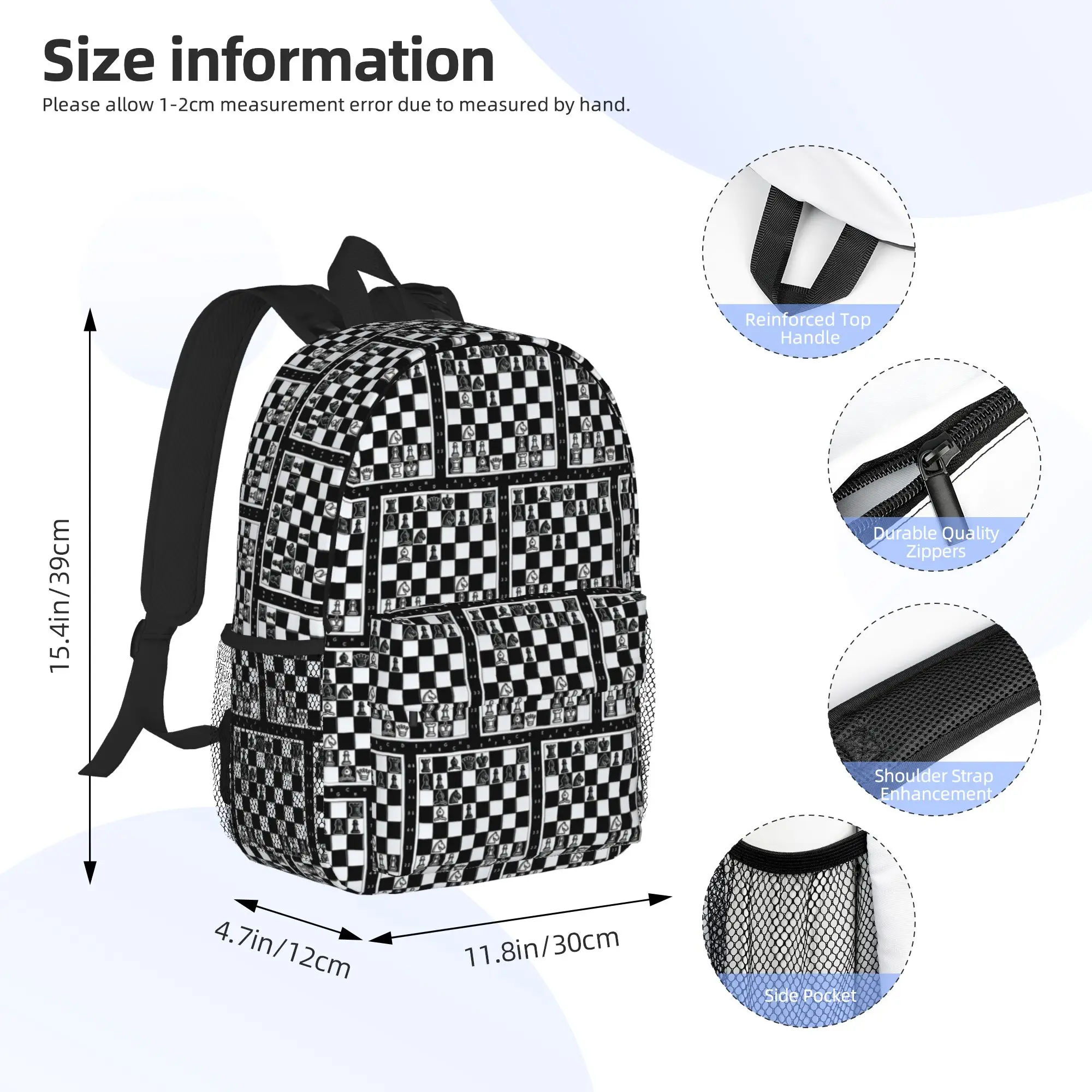 Chess Pieces On Board Backpack Hot Sale Daypack Large Capacity Boys Girls BookBag Shoulder Bags for Men Women School Bag