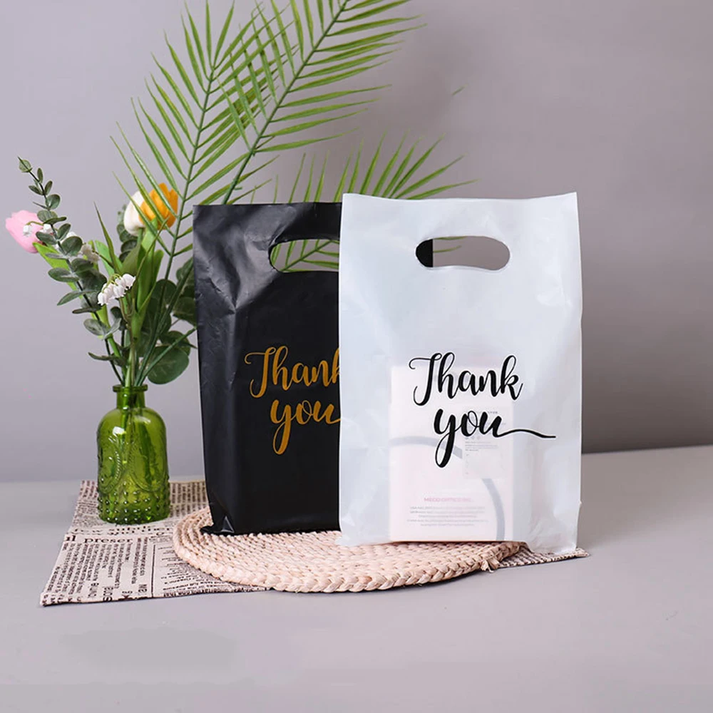 10/50/100Pcs Thank You Gift Bags Plastic Wedding Birthday Party Treat Bags Favors Small Business Shopping Candy Cookie Packaging