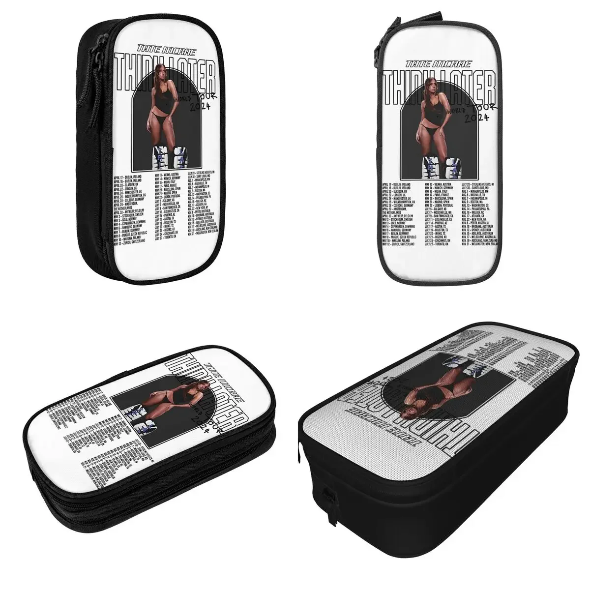 Large Capacity Pencil Pouch Tate Mcrae Think Later  Tour 2024 Concert Merch Double Layer Pencilcase Women Make Up Bag Gift