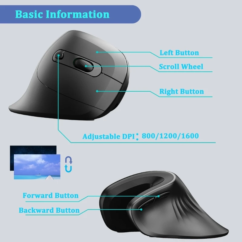 Ergonomic Vertical Mouse Computer Gaming Mice USB Optical Mouse Right Hand For Laptop PC Desktop