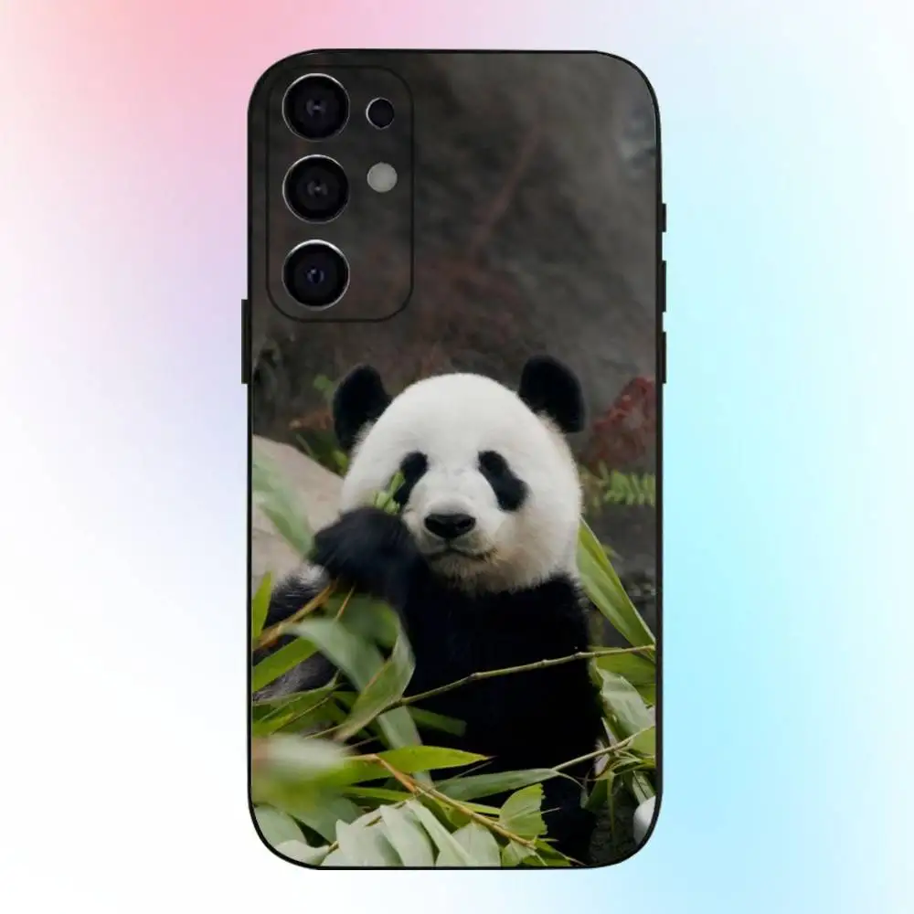 Custodia per telefono Animal Cute Panda Fubao per Samsung S25,S24,S21,S22,S23,S30,Ultra,S20,Plus,Fe,Lite,Nota, 10.9,5G Cover nera