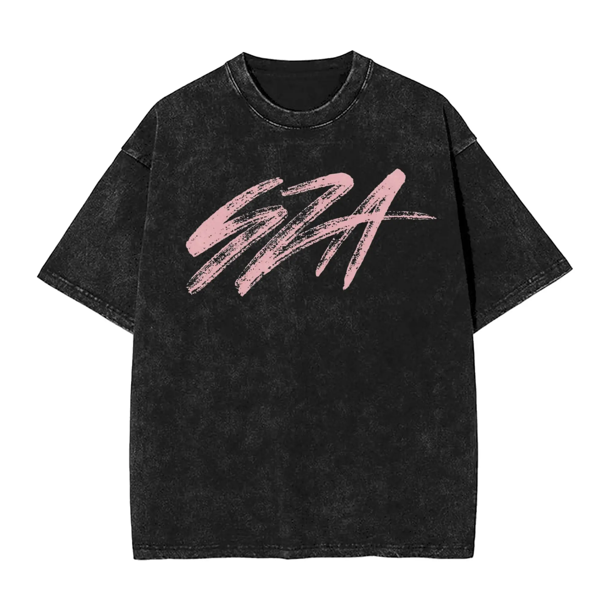 

SZA Pink Logo T Shirts Hip Hop Washed 100% Cotton Street T-Shirts Novelty Men Women Tops Streetwear Graphic Printed Tees