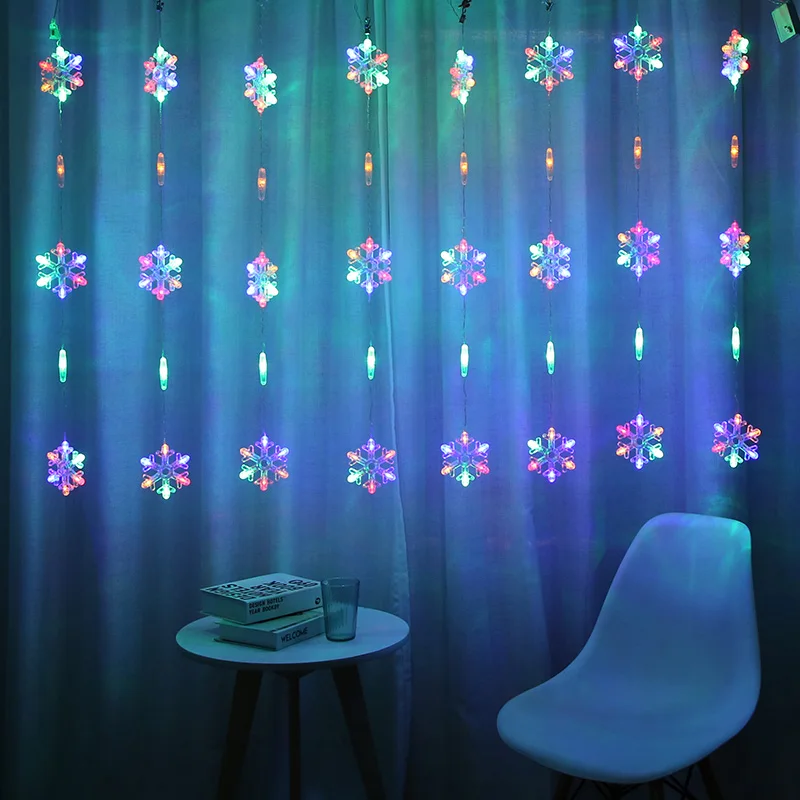 2.5M LED Curtain String Light LED snowflake Christmas Garland Home Decorative Lights for Holiday Wedding Party Garden Decoration