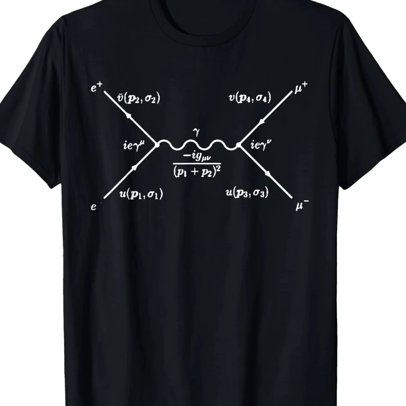 

Men'S T-Shirt Made of Feynman Diagram Design Electron-Positron Annihilation Graph Black Casual Short Sleeve Shirt for Adults