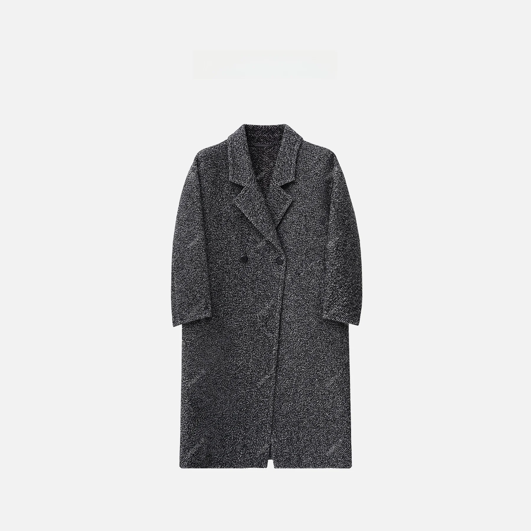 

MBNLF 2024FW Woolen Coat New Arrival Floral Tulle Thiened Wool Blend Long Sve Suit Collar Double Breasted Mid-Length