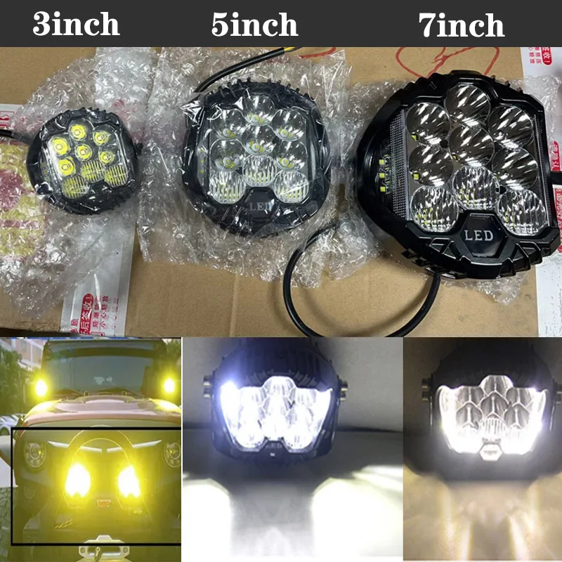 3 inch 5 inch 7 inch 90w 3000K 4300K yellow white LED fog driving light off road spot light 4x4 SUV