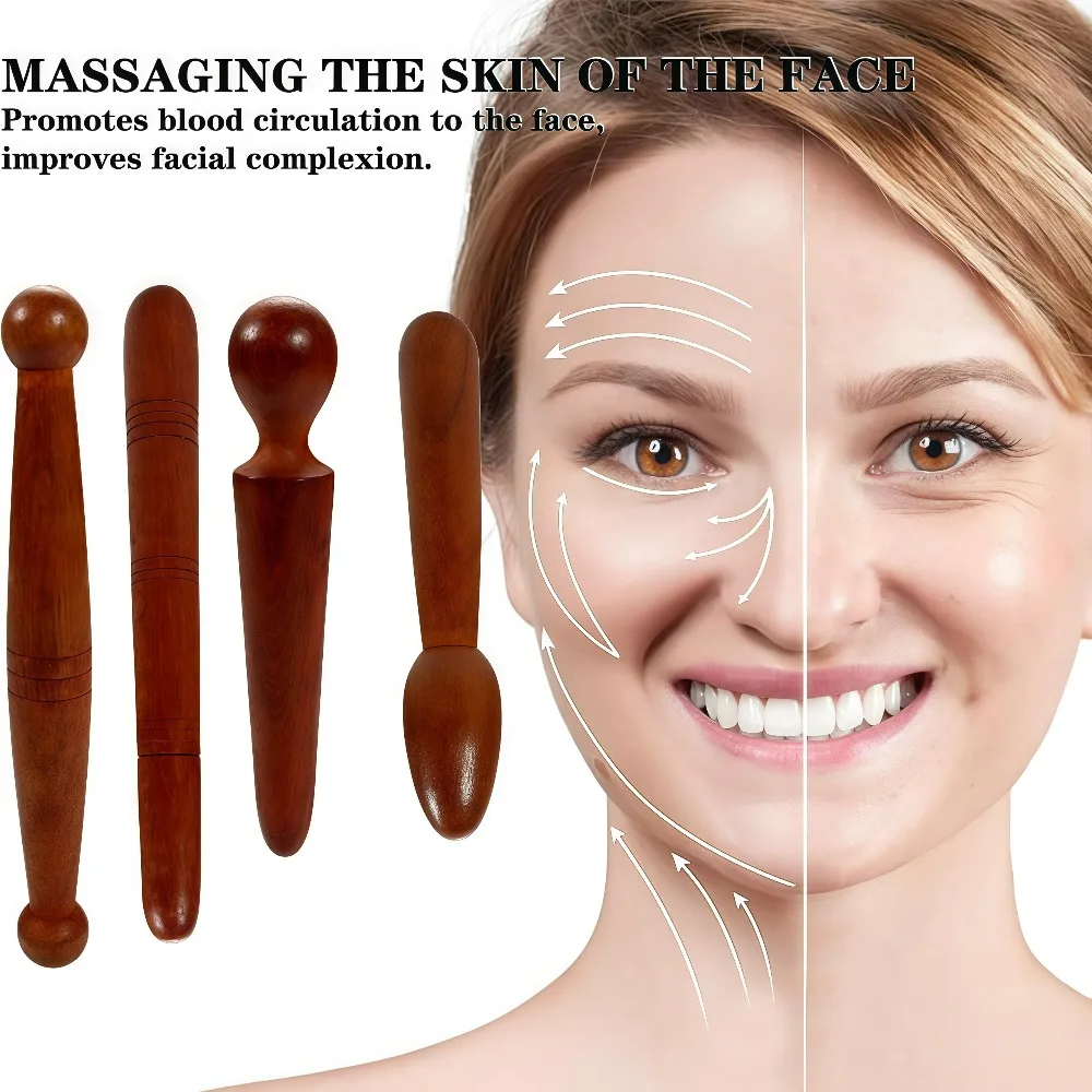 1/6Pcs Wooden Reflexology Sticks Foot Hand Massage Wooden Stick Tools Thai Face Neck Back Waist Massager Trigger Points Massager