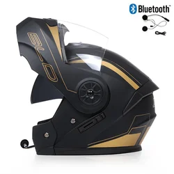 Cool Flip Up Modular Helmet with Bluetooth Dual Lens Racing Motorcycle Helmets DOT Motocross Helmet Full Face Cascos Para Moto
