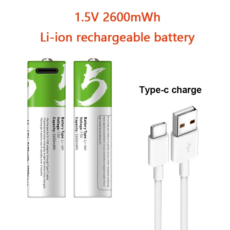 SMARTOOOLS 100% real capacity USB AA Rechargeable Battery 1.5V 2600 mWh Li-ion Battery for Remote Control Mouse Electric Toy