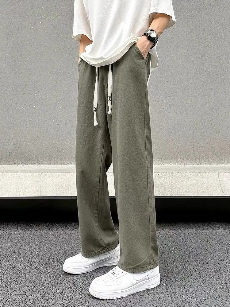 الخريف النمط الأمريكي الرجال السراويل الرياضية اليابانية مستقيم الساق