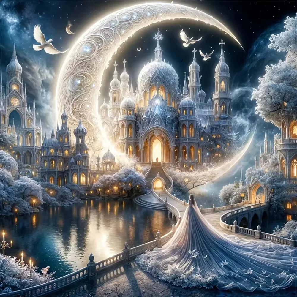 500/1000 Pcs for Adults Jigsaw Puzzle Castle Landscape Complex Patterns, Portable Box for Family Games Educational Toys
