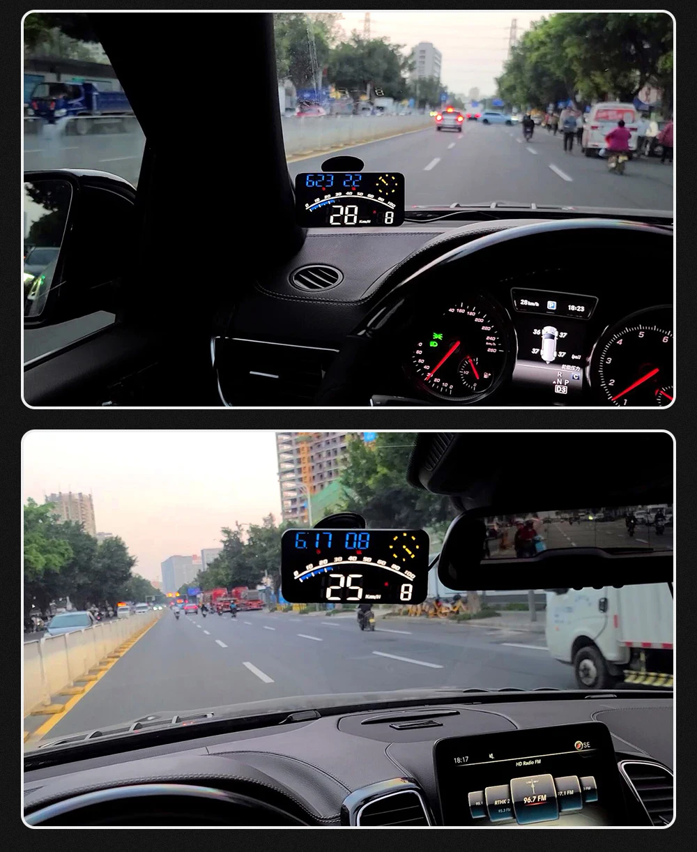 HUD G10 Head-up-Display für Auto Universeller Digitaler Geschwindigkeitsmesser GPS-Tachometer MPH KMH Projektion mit Halterung Auto-Innenausstattung – Detail 24
