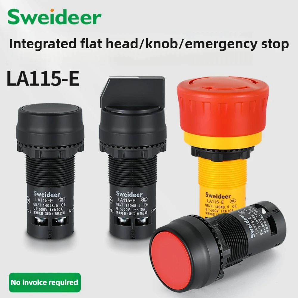 Suowei Integrated Flat Head Button Switch, Self Resetting Jog Button, Emergency Stop Button Switch, E3 Knob Switch