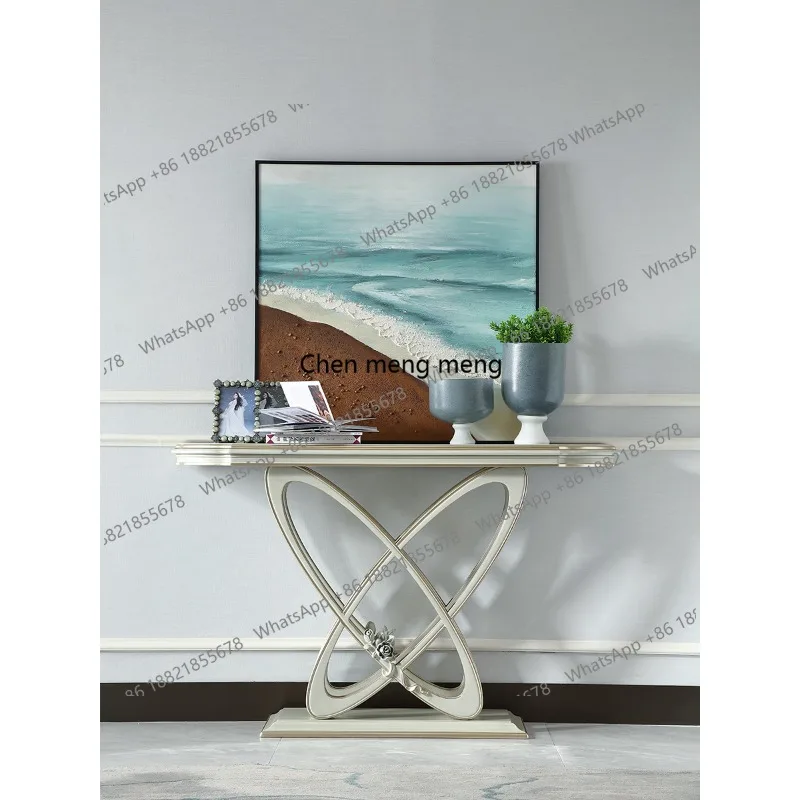 

Французский светлый роскошный входной прихожий из цельного дерева, вилла в европейском стиле, большой плоский пол, входной стол от стены до стены