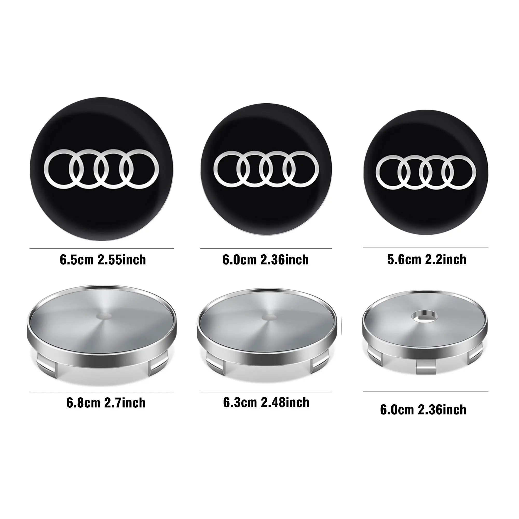 4PCS Car Wheel Center Cap Hub Cover Badge For Audi A6 C6 A4 B7 A5 B8 A3 A1 Sline C5 Q3 8P 8V Q5 B7 B6 B9 RS Q7 A7 A8 S3 S4 8L Q6 view 5