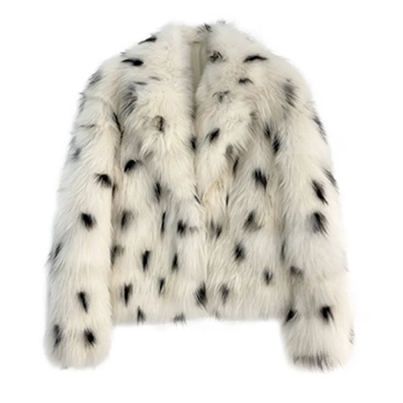 Vestes en fausse fourrure de renard pour femmes 2026, manteau court imprimé, manches longues, épais, chaud, streetwear, élégant, veste en fourrure pour femme, automne hiver