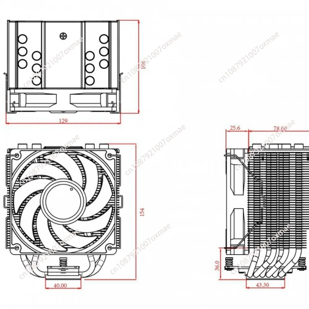 SE-226-XT Argb Air-Cooled Radiator CPU Fan Temperature Control 6 Heat Pipe PWM Fan Support 1700 AM4