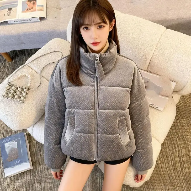 

New Cotton-Padded Jacket Short Style Autumn and Winter Versatile Loose Fashion Thicken Preppy Style Bread Jacket Dopamine Hot