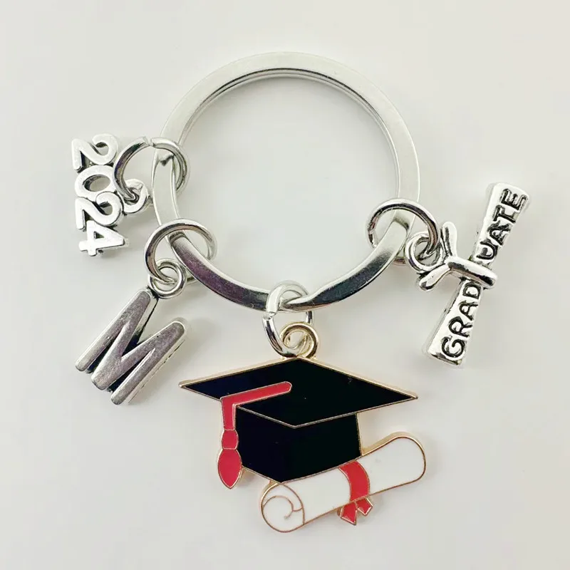 2024 New A-Z Graduation Ceremony Keychain, Cute Enamel Doctor Hat Keychain Commemorative Graduation Ceremony