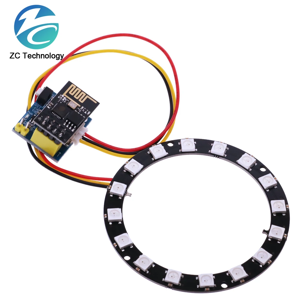 ESP8266 ESP-01 ESP-01S RGB LED Controller Module for Arduino IDE WS2812 WS2812B 16 Bits Light Ring Smart Electronic DIY