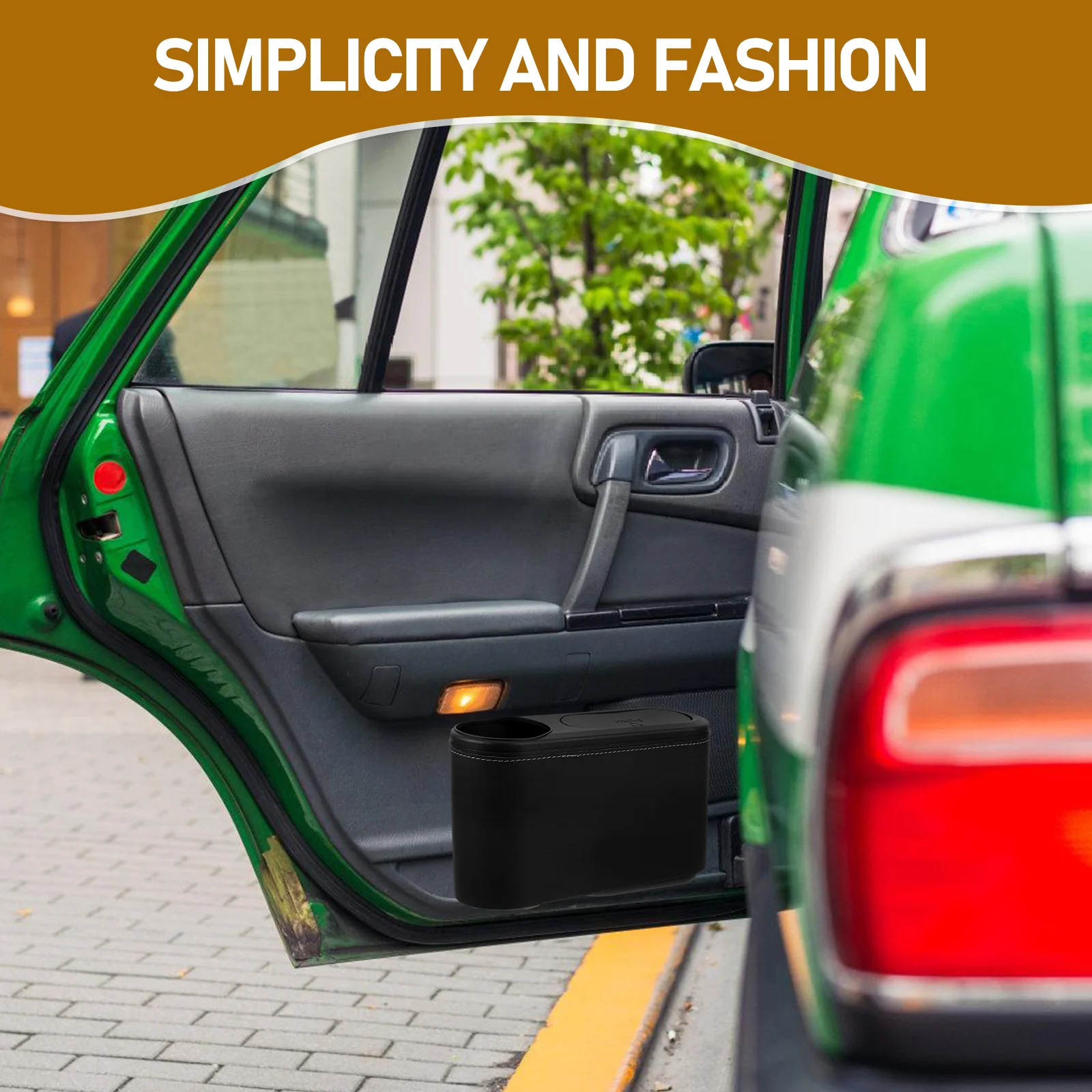 

Trash Bin Black Car Accessories Garbage Storage Multi Functional Front Seat Umbrella Organizer Waste Container Car