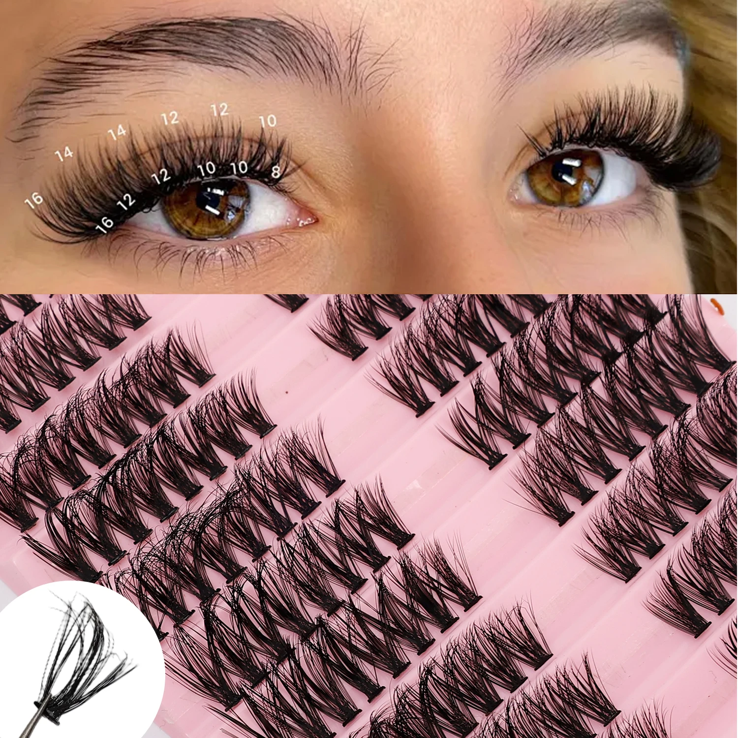 لتقوم بها بنفسك كاذبة لاش تمديد عدة مجموعات الفردية الرموش ملحقات عدة 8-16 مللي متر رقيق Wispy حجم الطبيعية مانغا جلدة ماكياج #1