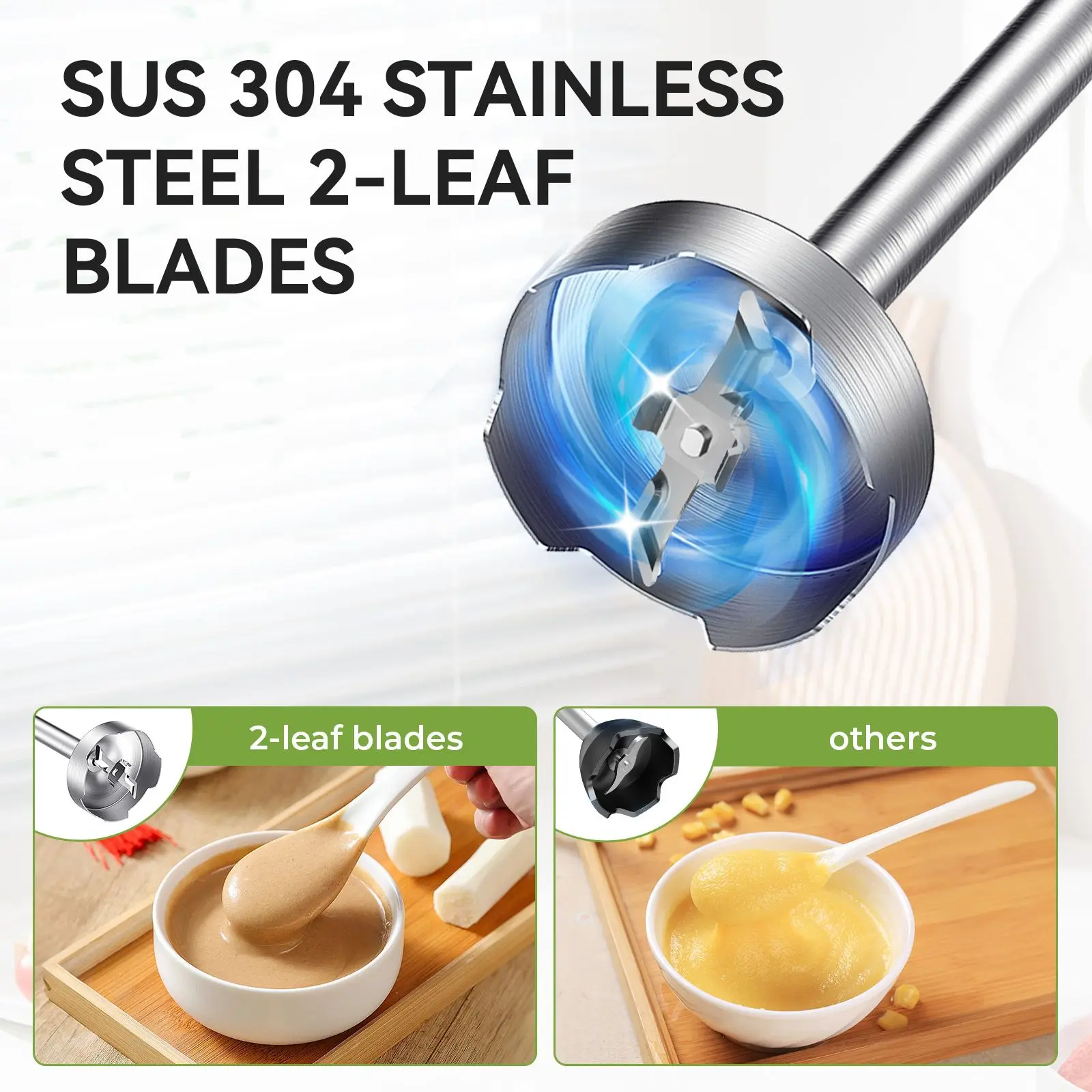 Premium 5-in-1 Hand Immersion Blender, 1000W 12 Speed Handheld Blender, Copper Motor Stainless Steel Blade Stick Blender,600ml