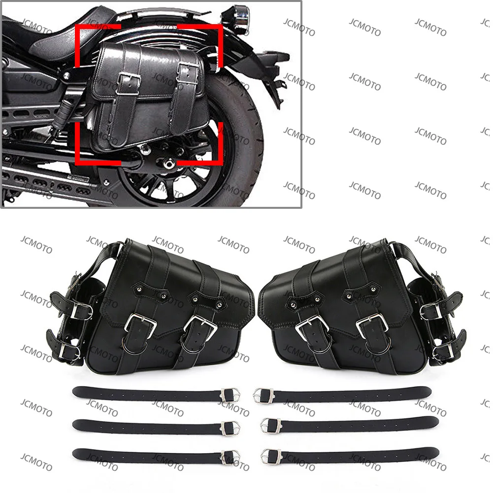 

Left+Right 2Pcs For Harley Sportster For Indian Scout Sixty Bobber For Honda Shadow Rebel Motorcycle Side Saddle Bags Tool Bag