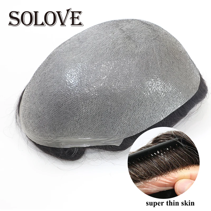 

Male Hair Prosthesis Super Thin Skin 0.03-0.04mm Men's Capillary Prothesis Straight Wave Men Toupee Indian Human Hair Wigs Man