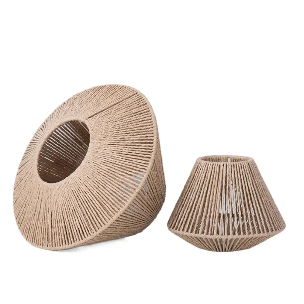 

Rustic Imitation Rattan Lampshade Hanging Design Boho Style Handmade Paper Weaving Lampshade Handcrafted Creative