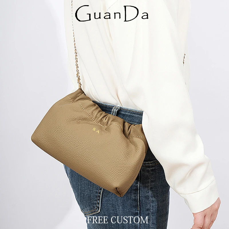 

Роскошный дизайн, женская сумка через плечо, индивидуальное имя, натуральная кожа, цепочка с облаком, модная вечерние сумка для телефона, сумка-кошелек