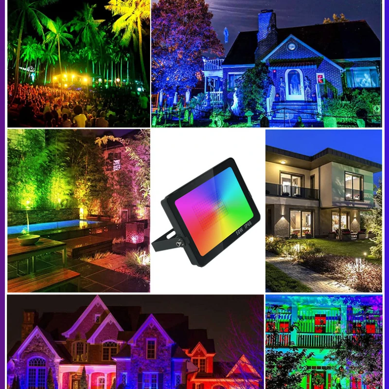 Imagem -06 - Pátio Colorido Atmosfera Led Floodlight Graffiti Inteligente Wi-fi Bluetooth Rgbcw Novo App