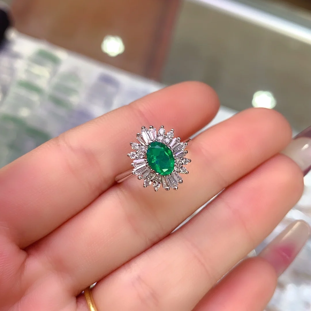 Sterling silver 925 ring emerald engagement ring female luxury ring luxury brand replica jewelry female