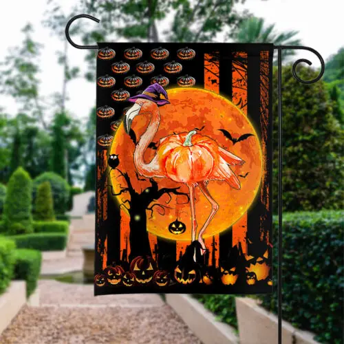 Happy Halloween Flamingo Flag, Flamingo Witches Flag, Flamingo Pumpkin Flag ZZU hhz
