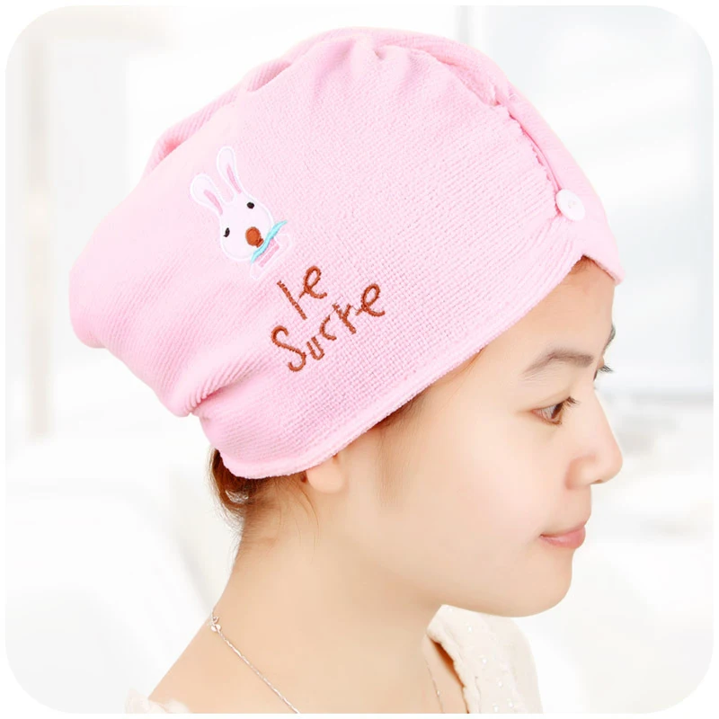 Cartoon Rabbit Hair Drying Cap Bath Towel Super Absorbent Women Drying Hair Towel Microfiber Hair Drying Towel Bath Shower Tool