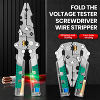 Foldalbe Wire Stripping Pliers Voltage Testing Cable Cutting Crimping Pliers Multifunctional Wire Stripper Electrician Pliers