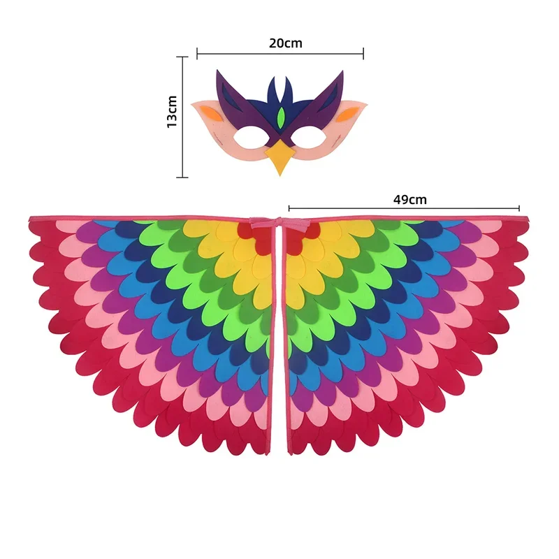 SN55Children Owl Wings Costume Animals Peacock Felt Cloak with Mask for Kids Boys Girls Stage Performance Halloween Party Ca$@1w