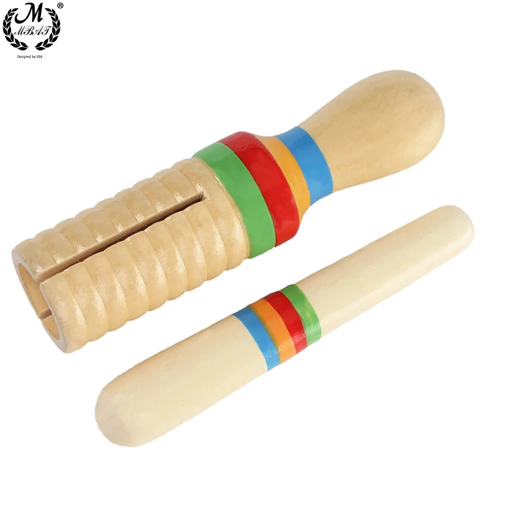 Wood Colour Single Rattle Wood Rattle Orff Musical Instruments Wooden Small Single-threaded Ring Hand Shaker Early Education